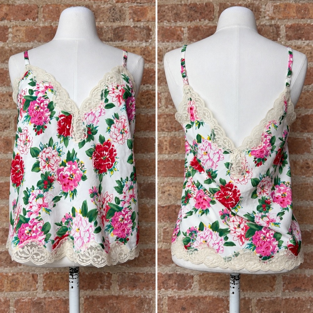 Vintage Victorias Secret Gold Label Floral Lace Tank Top S 1991 Cottagecore